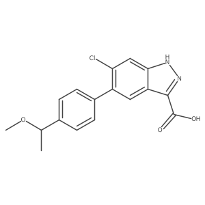 6-Chloro-5-(4-(1-methoxyethyl)phenyl)-1H-indazole-3-carboxylic acid结构式
