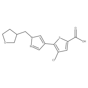 2-Thiophenecarboxylic acid, 4-chloro-5-[1-[[(3R)-tetrahydro-3-furanyl]methyl]-1H-pyrazol-4-yl]-结构式