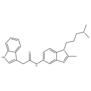 N-{1-[3-(dimethylamino)propyl]-2-methyl-1H-benzimidazol-5-yl}-2-(1H-indol-3-yl)acetamide Structure