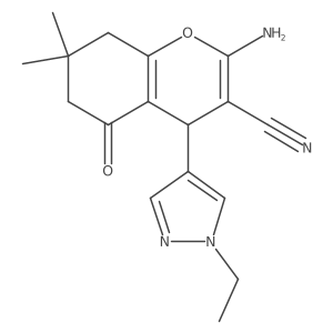 2-Amino-4-(1-ethyl-1H-pyrazol-4-YL)-7,7-dimethyl-5-oxo-5,6,7,8-tetrahydro-4H-chromen-3-YL cyanide结构式