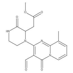 Methyl 2-(1-(3-formyl-9-methyl-4-oxo-4H-pyrido[1,2-a]pyrimidin-2-yl)-3-oxopiperazin-2-yl)acetate Structure
