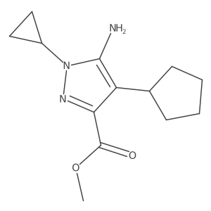 methyl 5-amino-4-cyclopentyl-1-cyclopropyl-1H-pyrazole-3-carboxylate结构式