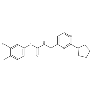 1-(3-Chloro-4-methylphenyl)-3-((2-(pyrrolidin-1-yl)pyrimidin-4-yl)methyl)urea结构式