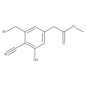 Benzeneacetic acid, 3-(bromomethyl)-4-cyano-5-hydroxy-, methyl ester结构式