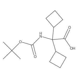 2-((tert-Butoxycarbonyl)amino)-2,2-dicyclobutylacetic acid结构式