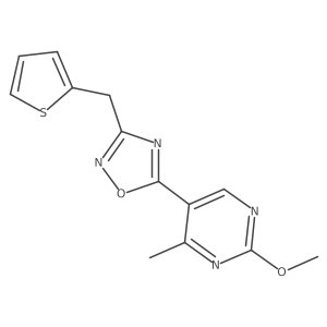 5-(2-Methoxy-4-methylpyrimidin-5-yl)-3-(thiophen-2-ylmethyl)-1,2,4-oxadiazole结构式