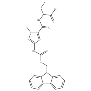 (2R)-2-{[3-({[(9H-fluoren-9-yl)methoxy]carbonyl}amino)-1-methyl-1H-pyrazol-5-yl]formamido}butanoic acid结构式