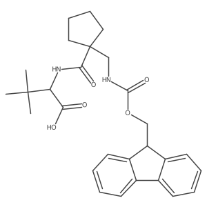 (2S)-2-({1-[({[(9H-fluoren-9-yl)methoxy]carbonyl}amino)methyl]cyclopentyl}formamido)-3,3-dimethylbutanoic acid结构式