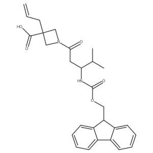 1-[3-({[(9H-fluoren-9-yl)methoxy]carbonyl}amino)-4-methylpentanoyl]-3-(prop-2-en-1-yl)azetidine-3-carboxylic acid Structure