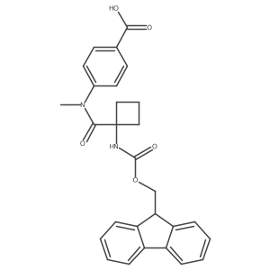 4-[N-methyl1-({[(9H-fluoren-9-yl)methoxy]carbonyl}amino)cyclobutaneamido]benzoic acid Structure