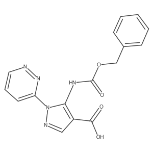 5-{[(benzyloxy)carbonyl]amino}-1-(pyridazin-3-yl)-1H-pyrazole-4-carboxylic acid结构式