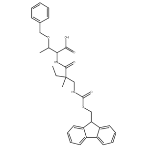 (2S,3R)-3-(benzyloxy)-2-{2-[({[(9H-fluoren-9-yl)methoxy]carbonyl}amino)methyl]-2-methylbutanamido}butanoic acid结构式