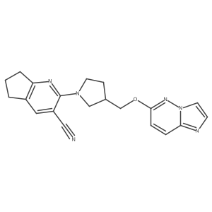 2-[3-({imidazo[1,2-b]pyridazin-6-yloxy}methyl)pyrrolidin-1-yl]-5H,6H,7H-cyclopenta[b]pyridine-3-carbonitrile结构式
