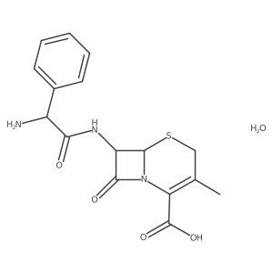 (6R,7R)-7-[(2S)-2-amino-2-phenylacetamido]-3-methyl-8-oxo-5-thia-1-azabicyclo[4.2.0]oct-2-ene-2-carboxylic acid hydrate Structure