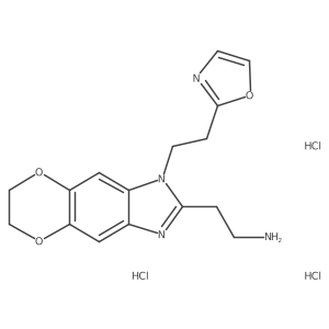 2-[3-[2-(1,3-Oxazol-2-yl)ethyl]-6,7-dihydro-[1,4]dioxino[2,3-f]benzimidazol-2-yl]ethanamine;trihydrochloride结构式