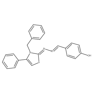 4-((E)-((Z)-(3-benzyl-4-phenylthiazol-2(3H)-ylidene)hydrazono)methyl)phenol结构式