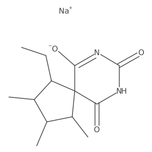 Sodium 1-ethyl-10-hydroxy-2,3,4-trimethyl-8-oxo-7,9-diazaspiro[4.5]deca-6,9-dien-6-olate结构式