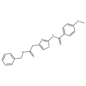 4-methoxy-N-(4-(2-oxo-2-((pyridin-3-ylmethyl)amino)ethyl)thiazol-2-yl)benzamide结构式