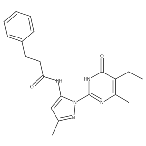 N-(1-(5-ethyl-4-methyl-6-oxo-1,6-dihydropyrimidin-2-yl)-3-methyl-1H-pyrazol-5-yl)-3-phenylpropanamide Structure