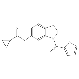 N-(1-(thiophene-2-carbonyl)indolin-6-yl)cyclopropanecarboxamide结构式