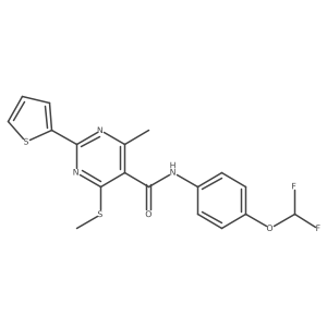 CSc1nc(-c2cccs2)nc(C)c1C(=O)Nc1ccc(OC(F)F)cc1结构式
