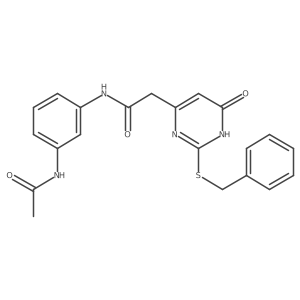 N-(3-acetamidophenyl)-2-(2-(benzylthio)-6-oxo-1,6-dihydropyrimidin-4-yl)acetamide Structure