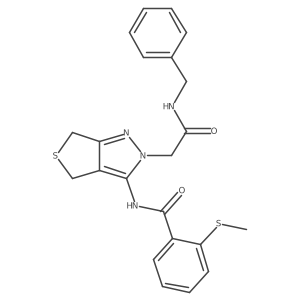 N-(2-(2-(benzylamino)-2-oxoethyl)-4,6-dihydro-2H-thieno[3,4-c]pyrazol-3-yl)-2-(methylthio)benzamide Structure