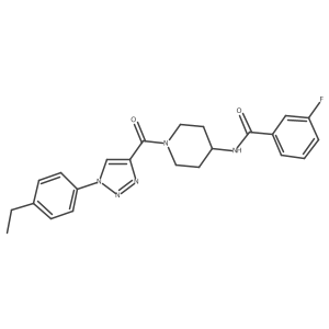 N-(1-(1-(4-ethylphenyl)-1H-1,2,3-triazole-4-carbonyl)piperidin-4-yl)-3-fluorobenzamide结构式