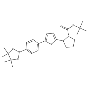 tert-Butyl (S)-2-(5-(4-(4,4,5,5-tetramethyl-1,3,2-dioxaborolan-2-yl)phenyl)thiazol-2-yl)pyrrolidine-1-carboxylate结构式