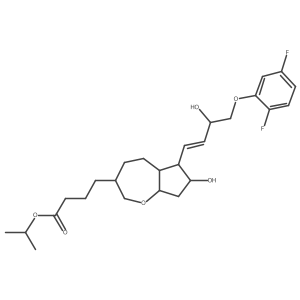 2H-Cyclopent(b)oxepin-3-butanoic acid, 6-((1E,3S)-4-(2,5-difluorophenoxy)-3-hydroxy-1-buten-1-yl)octahydro-7-hydroxy-, 1-methylethyl ester, (3S,5aR,6R,7R,8aS)- Structure