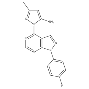 1-[1-(4-fluorophenyl)-1H-pyrazolo[3,4-d]pyrimidin-4-yl]-3-methyl-1H-pyrazol-5-amine Structure