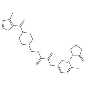 N1-((1-(4-methyl-1,2,3-thiadiazole-5-carbonyl)piperidin-4-yl)methyl)-N2-(4-methyl-3-(2-oxopyrrolidin-1-yl)phenyl)oxalamide结构式