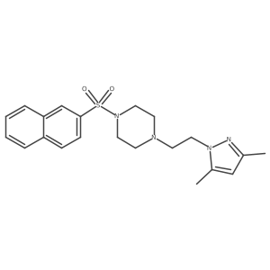 1-(2-(3,5-dimethyl-1H-pyrazol-1-yl)ethyl)-4-(naphthalen-2-ylsulfonyl)piperazine Structure