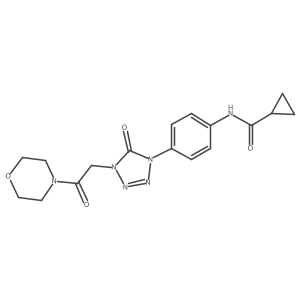 N-(4-(4-(2-morpholino-2-oxoethyl)-5-oxo-4,5-dihydro-1H-tetrazol-1-yl)phenyl)cyclopropanecarboxamide结构式