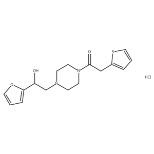 1-(4-(2-(Furan-2-yl)-2-hydroxyethyl)piperazin-1-yl)-2-(thiophen-2-yl)ethanone hydrochloride Structure