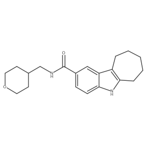 N-(tetrahydro-2H-pyran-4-ylmethyl)-5,6,7,8,9,10-hexahydrocyclohepta[b]indole-2-carboxamide结构式