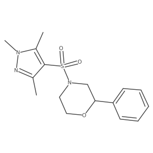2-phenyl-4-((1,3,5-trimethyl-1H-pyrazol-4-yl)sulfonyl)morpholine Structure