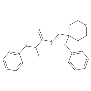 2-phenoxy-N-((4-(phenylthio)tetrahydro-2H-pyran-4-yl)methyl)propanamide结构式