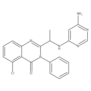 2-[(1S)-1-[(6-Amino-4-pyrimidinyl)amino]ethyl]-5-chloro-3-phenyl-4(3H)-quinazolinone Structure