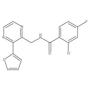 2-chloro-4-fluoro-N-((3-(furan-2-yl)pyrazin-2-yl)methyl)benzamide结构式