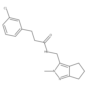 3-(3-chlorophenyl)-N-((2-methyl-2,4,5,6-tetrahydrocyclopenta[c]pyrazol-3-yl)methyl)propanamide结构式
