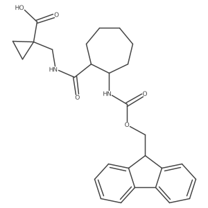 1-({[2-({[(9H-fluoren-9-yl)methoxy]carbonyl}amino)cycloheptyl]formamido}methyl)cyclopropane-1-carboxylic acid结构式