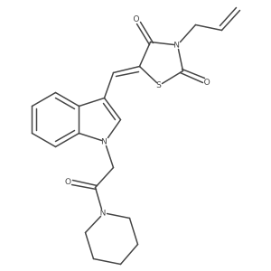 2,4-Thiazolidinedione, 5-[[1-[2-oxo-2-(1-piperidinyl)ethyl]-1H-indol-3-yl]methylene]-3-(2-propen-1-yl)-结构式