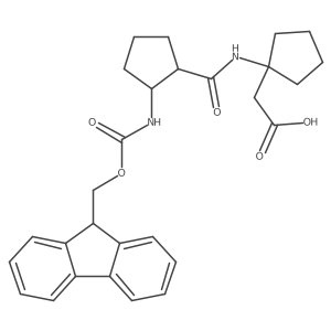 rac-2-{1-[(1R,2S)-2-({[(9H-fluoren-9-yl)methoxy]carbonyl}amino)cyclopentaneamido]cyclopentyl}acetic acid结构式