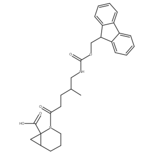rac-(1R,6S)-2-[5-({[(9H-fluoren-9-yl)methoxy]carbonyl}amino)-4-methylpentanoyl]-2-azabicyclo[4.1.0]heptane-1-carboxylic acid结构式