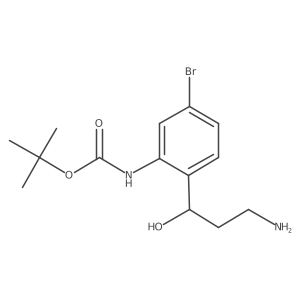 tert-butyl N-[2-(3-amino-1-hydroxypropyl)-5-bromophenyl]carbamate结构式