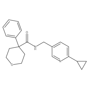 N-[(6-cyclopropylpyridin-3-yl)methyl]-4-phenyloxane-4-carboxamide结构式