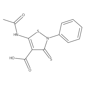 5-Acetamido-2-phenyl-3-sulfanylidene-2,3-dihydro-1,2-thiazole-4-carboxylic acid结构式