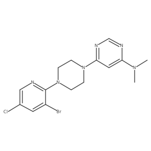 6-[4-(3-bromo-5-chloropyridin-2-yl)piperazin-1-yl]-N,N-dimethylpyrimidin-4-amine结构式