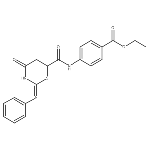 ethyl 4-({[4-oxo-2-(phenylamino)-5,6-dihydro-4H-1,3-thiazin-6-yl]carbonyl}amino)benzoate结构式
